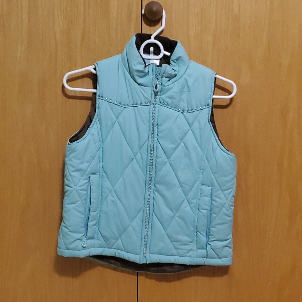 Rhinestone Aqua & Brown Puffer Jacket